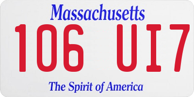 MA license plate 106UI7