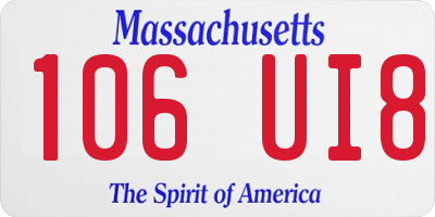 MA license plate 106UI8
