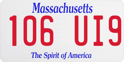 MA license plate 106UI9