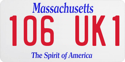 MA license plate 106UK1
