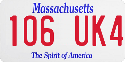 MA license plate 106UK4