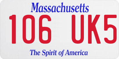 MA license plate 106UK5