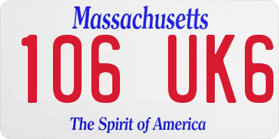 MA license plate 106UK6