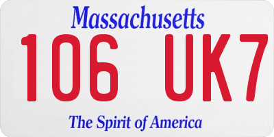 MA license plate 106UK7