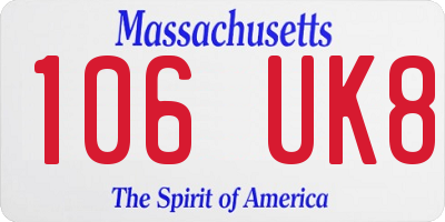 MA license plate 106UK8