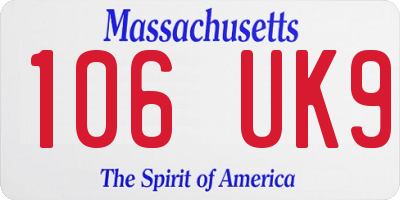 MA license plate 106UK9
