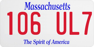 MA license plate 106UL7