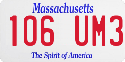 MA license plate 106UM3
