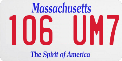 MA license plate 106UM7