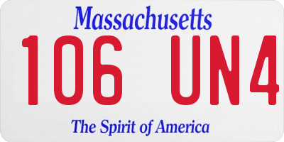MA license plate 106UN4
