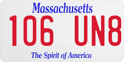 MA license plate 106UN8