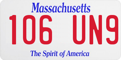 MA license plate 106UN9