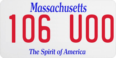 MA license plate 106UO0