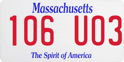 MA license plate 106UO3