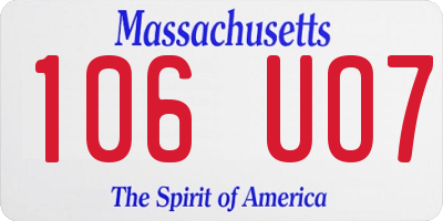 MA license plate 106UO7