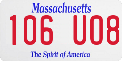 MA license plate 106UO8