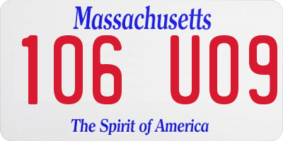 MA license plate 106UO9