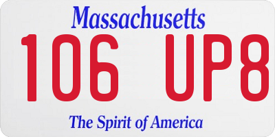 MA license plate 106UP8
