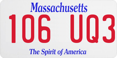 MA license plate 106UQ3