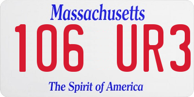 MA license plate 106UR3