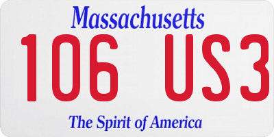 MA license plate 106US3