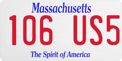 MA license plate 106US5