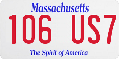 MA license plate 106US7