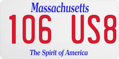 MA license plate 106US8
