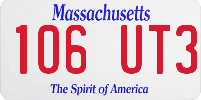 MA license plate 106UT3