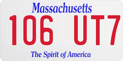 MA license plate 106UT7