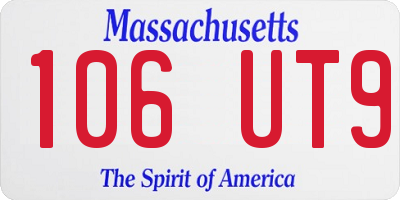MA license plate 106UT9