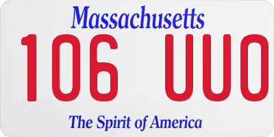 MA license plate 106UU0