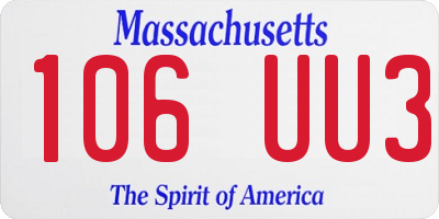 MA license plate 106UU3