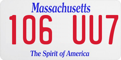 MA license plate 106UU7