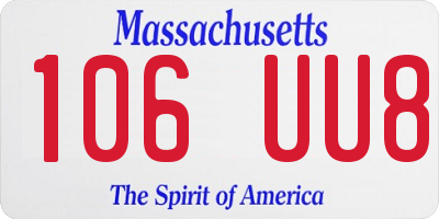 MA license plate 106UU8