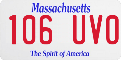 MA license plate 106UV0