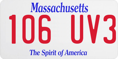 MA license plate 106UV3