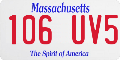 MA license plate 106UV5