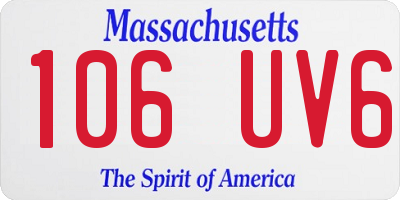 MA license plate 106UV6