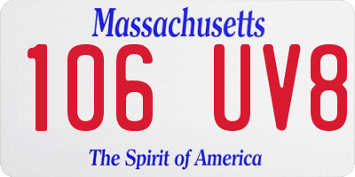 MA license plate 106UV8