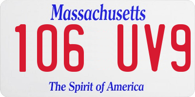 MA license plate 106UV9