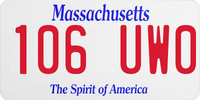 MA license plate 106UW0