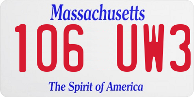 MA license plate 106UW3