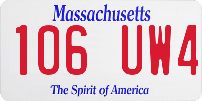 MA license plate 106UW4