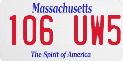 MA license plate 106UW5