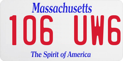 MA license plate 106UW6