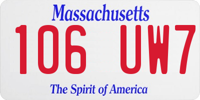 MA license plate 106UW7