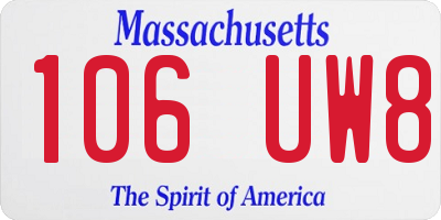 MA license plate 106UW8