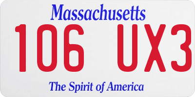 MA license plate 106UX3