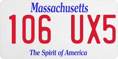 MA license plate 106UX5